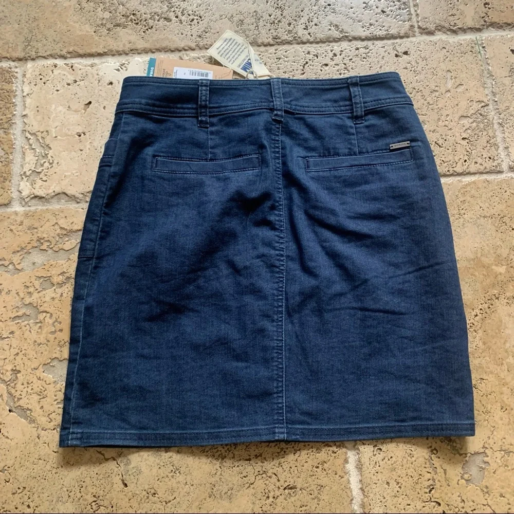 Prana Kara Indigo Denim Skirt Button Down 2 Jean High Waist Rise